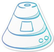 space capsule icon in sticker color style astronaut, space craft vector