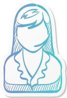 female receptionist icon in sticker color style call center vector