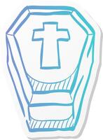 coffin icon in sticker color style object dead man halloween decoration fear spooky vector
