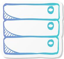 database icon in sticker color style hardisk, file server vector