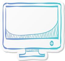 desktop computer icon in sticker color style electronic vector