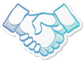 handshake icon in sticker color style agreement vector
