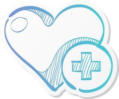 favorite icon in sticker color style internet symbol like plus heart shape vector