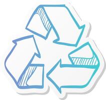 recycle symbol icon in sticker color style environment, go green vector