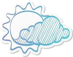 weather forecast partly cloudy icon in sticker color style meteorology overcast vector