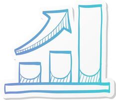 bar chart icon in sticker color style finance report banking growth investment vector