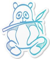 panda icon in sticker color style mammal china bamboo cute zoo vector