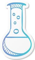 test tube icon in sticker color style vector