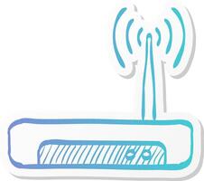 internet router icon in sticker color style connection data networking wifi computer vector