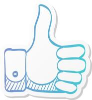 thumb up hand icon in sticker color style internet social media news status update like vector