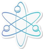 atom structure icon in sticker color style science technology school college education molecule particles vector