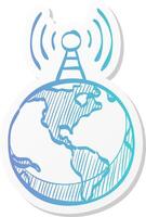 globe icon in sticker color style earth map cartography education school instrument vector