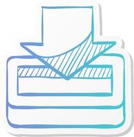 download icon in sticker color style internet data retrieve file hosting email vector