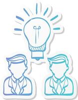 teamwork icon in sticker color style business communication discussion idea solution solving challenge vector