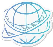 network icon in sticker color style communication global business links nodes vector
