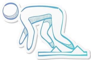 starting block icon in sticker color style sport sprint running get set ready go vector