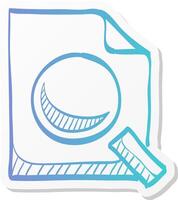 magnifier icon in sticker color style zoom explore find locate paper document files vector