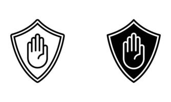 shield with hand palm with stop gesture vector