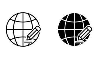 globe with pencil as editing symbol vector