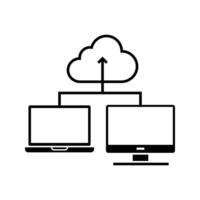 computer devices uploading the data to cloud server icon vector