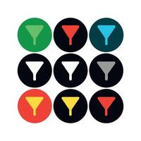 Nine Filter Icons in Various Colors design vector