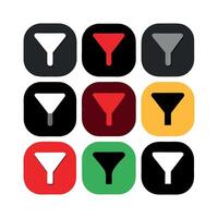 Nine Filter Icons in Various Colors vector