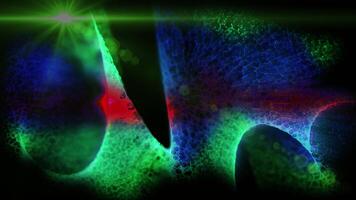 Crystallized multi-colored plasma smoothly changes perspective, rotating in space. video