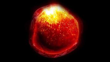 The red watery sphere looks like a drop of water in zero gravity. video