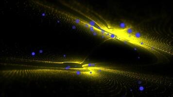 Spectacular background of virtual yellow, sparkling waves, smoothly moving in space. video