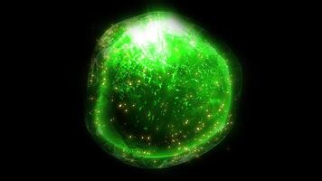 The green watery sphere looks like a drop of water in zero gravity. video