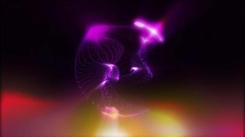 abstrato tolet energia esfera com caótico linhas do luz em uma nebuloso tolet fundo video