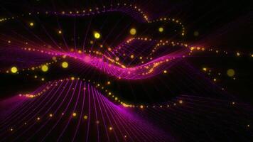 Spectacular background of virtual violet waves smoothly moving in space. video