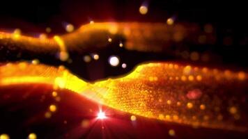 A spectacular background of illusory, sparkling golden waves, smoothly moving in space. video