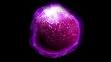 The violet watery sphere oscillates like a drop of water in zero gravity. video
