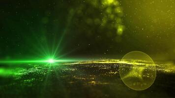 The landscape of an unknown planet of a green-yellow hue smoothly changes perspective, creating the effect of presence for the beholder. video