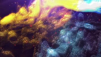 The landscape of the virtual crystalline planet smoothly changes perspective creating the effect of flight. video