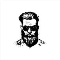 A man with a beard and sunglasses on his face vector