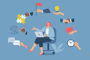 Soft skills, Employees corporate abilities, Personal intelligent features, communication, problem solving, teamwork, leadership, creativity, Negotiation and Persuasion, empathy, time management. vector