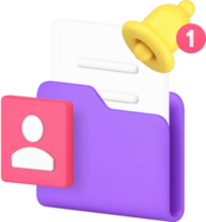 Personal data archive storage database file notification 3d icon png