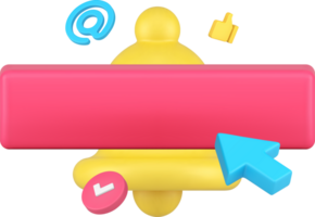 Push button notification interface reminder with empty bar 3d icon png