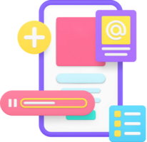 Smartphone application workflow screen interface 3d icon realistic illustration png