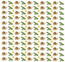 snail, frog with fruit as a pattern background vector