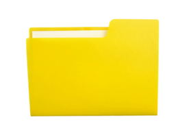 yellow file folder with white papers isolated background front view png