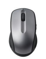 sleek gray wireless computer mouse with ergonomic design and rubberized grip for office and gaming use isolated background png