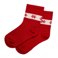 red socks with snowflake pattern, festive knitwear design on isolated background, holiday-inspired cozy socks for winter and Christmas season png
