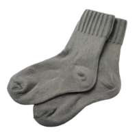plain gray knit socks, comfortable and warm everyday wear, cozy and durable design, isolated background png
