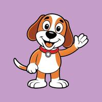 Cute Beagle in Welcoming Gesture Color Background vector