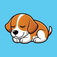 Cute Beagle Sleeping Cartoon Color Background vector