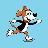 Cute Beagle Playing Ice Skating vector