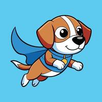Cute Beagle Super Hero Flying vector